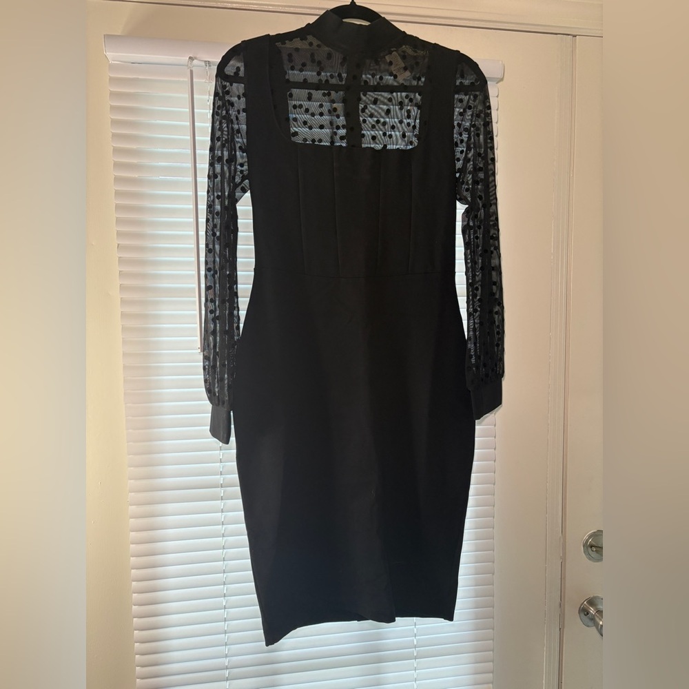 FASHIONNOVA Black Lace Long Sleeve Dress